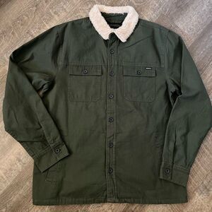 RVCA Range Faux Shearling Collar Shirt Jacket-Size Medium